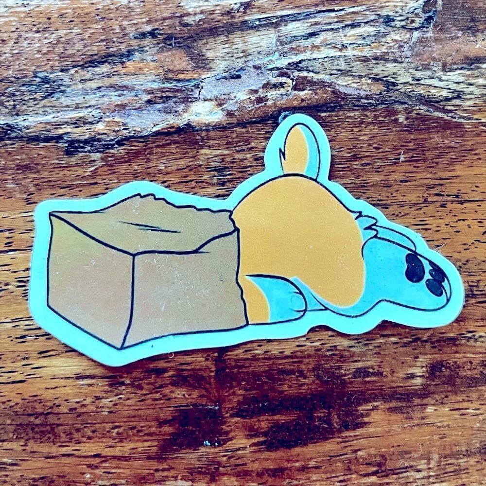 Head in the Bag Corgi Sticker